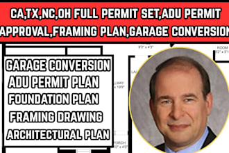 ca,tx,nc,oh full permit set,adu permit approval,framing plan,garage conversion