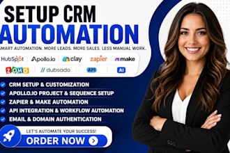 setup CRM automation clay hubspot apollo io zapier zoho make API ai dubsado crm