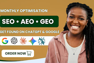 do monthly SEO GEO and aeo to rank your online course, kajabi