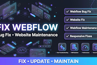 fix webflow website bug fix design issues and webflow maintenance
