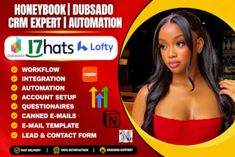 set up honeybook crm account, dubsado, 17hats, acuity scheduling