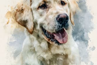 create a custom watercolor pet portrait or pet painting