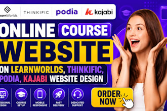 build online course website on learnworlds thinkific podia kajabi website design
