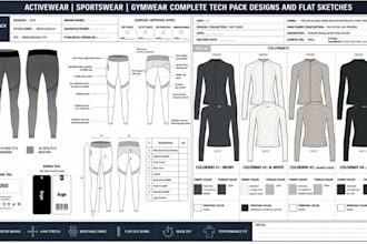 create clothing tech packs for sportswear activewear and casual fashion