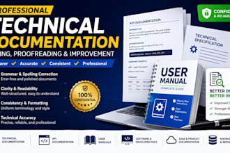 edit, proofread and improve technical documentation, API docs and user manual