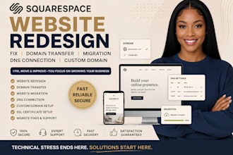 do squarespace website redesign, fix domain transfer bugs fix dns connection