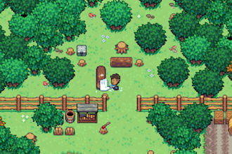 create 2d top down pixel art tileset character design background and animation