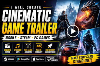 create cinematic game trailer for mobile, steam and PC games