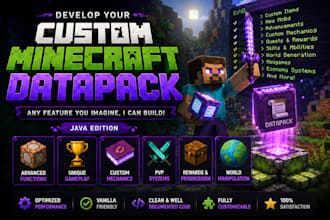 develop your custom minecraft data pack with any feature for java minecraft