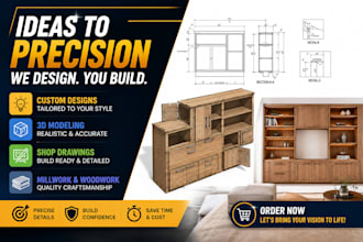 custom furniture design 3d furniture, millwork, woodwork, shop drawing solidwork