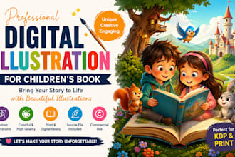 create a digital illustration art children book illustration cartoon illusration