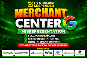 fix google merchant center suspension and misrepresentation