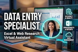 do professional data entry web research and copy paste work