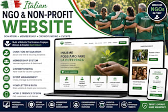 do italian ngo, non profit website with membership donation crowdfunding event
