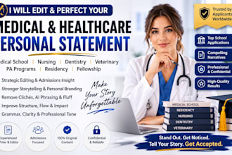 proofread, edit your medical school, residency, or fellowship personal statement