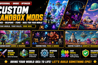 mod minecraft, terraria, and starbound with custom biomes, weapons, items