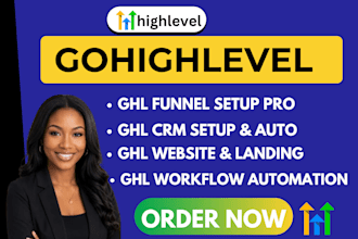 build gohighlevel crm funnel, website and workflow