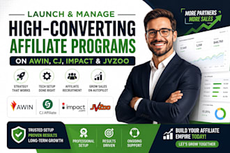 launch a high converting affiliate program on awin, impact, cj or jvzoo