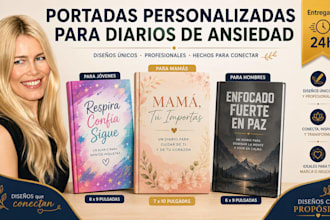 diseño de portada para diario de ansiedad personalizado para autores