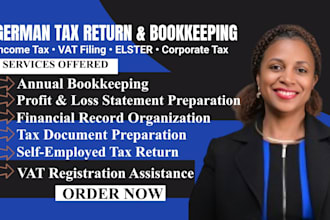 do german income tax, bookkeeping, corporate tax, vat, tax return via elster