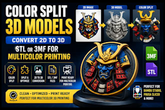 prepare multicolor 3d models and convert 2d designs to stl or 3mf files