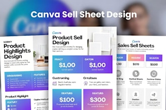 design canva sell sheet, catalogue design
