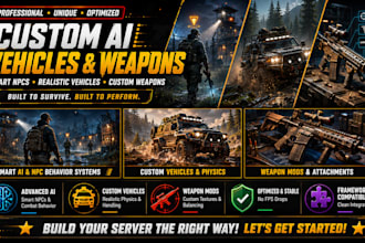 develop ai, vehicles, and weapons for fivem, rust, arma 3 reforger, dayz mods