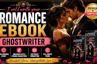 ghostwrite a romance novel , ebook love story as your ghostwriter