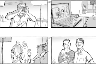 create storyboard illustration, comic book for film animation and commercials