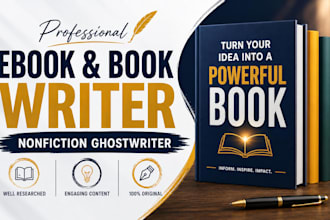 write ebook and book, ebook writer, ghostwriter nonfiction KDP book writer