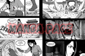 draw manga page anime comic book illustration manga character as manga artist