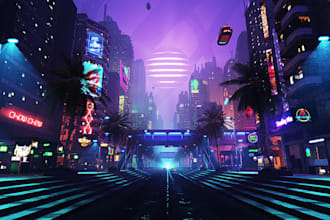 create realistic cyberpunk sci fi game environment and concept art no ai
