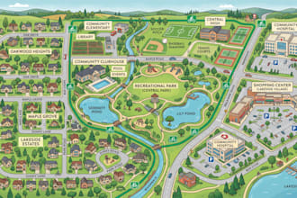 design neighborhood map, subdivision map, community map, site plan, master plan