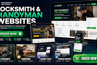 design locksmith website, locksmith landing page, handyman website with booking