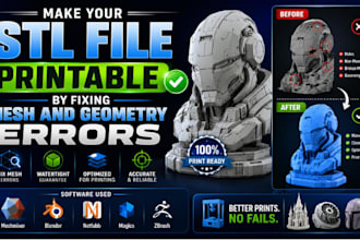 make your stl file printable by fixing mesh and geometry errors