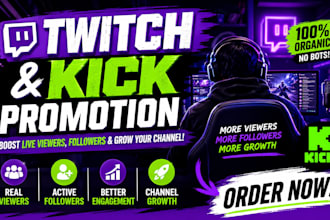 organically promote your twitch and kick stream for real growth