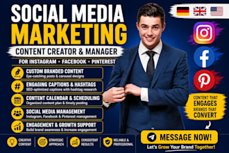social media marketing content creator manager for instagram facebook pinterest