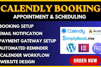 set up calendly, acuity scheduling, simplybook appointment booking in wordpress