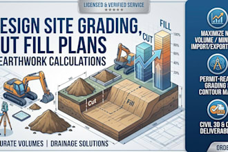 design site grading cut fill plans earthwork calculations