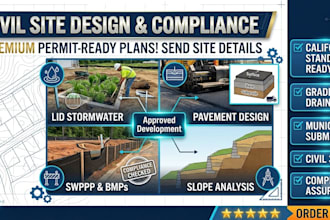 do civil site design, stormwater management, lid, and swppp compliance