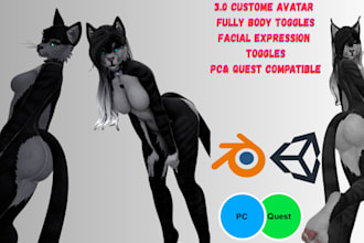 model custom 3d furry vrchat avatar nsfw vrc model with facial tracking