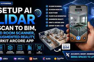 setup ai lindar scan to bim,3d room scanner, augmented reality, arkit arcore app