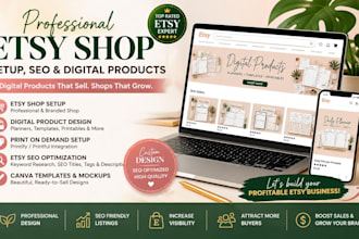 etsy digital product design print on demand shop setup etsy seo digital planner