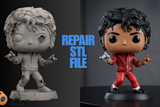 clean up 3d scan, repair stl file, fix mesh and optimize model for 3d printing