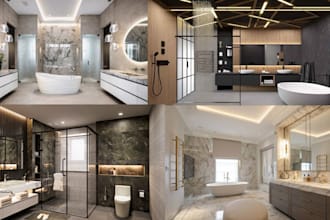 design bathroom, dining room, home office, and walk in closet interiors
