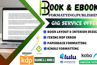 do kdp ebook formatting for apple books,kobo, barnes and noble paperback layout