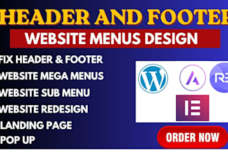 fix, design wordpress header footer, menu issues, website layout using elementor