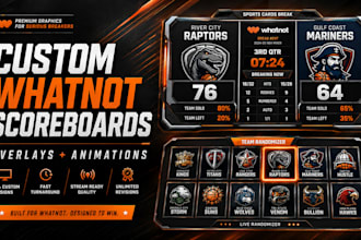 design custom whatnot scoreboards, overlays and animations for sports card break