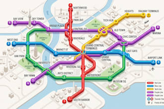 design transit map, metro map, subway, railway, tourist, route and travel maps