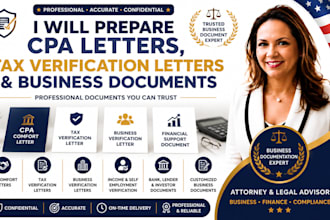 prepare CPA letters, tax verification letters and business documents